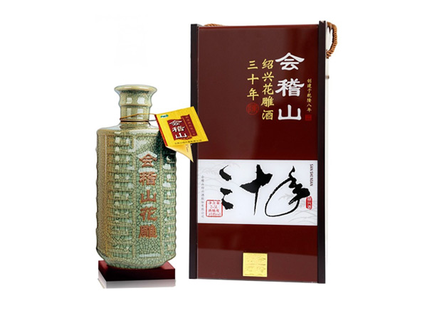 佛山会稽山黄酒回收会稽山三十年绍兴花雕酒30年木盒装2.5L黄酒